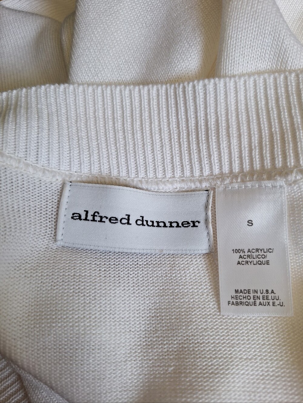 Vintage Alfred Dunner White Open-Front Cable Detail Cardigan Sz S - Picture 6 of 6